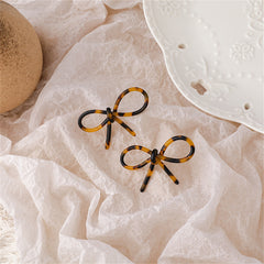 Brown Leopard Bow Stud Earrings