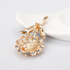 Cubic Zirconia & 18K Gold-Plated Sunflower Brooch