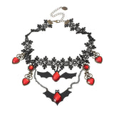 Red & Black Bat Choker Necklace