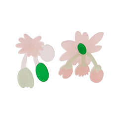 Pink Acrylic & Silver-Plated Botany Asymmetrical Stud Earrings