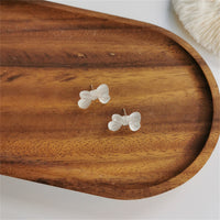 Frosted White Acrylic & Silver-Plated Bow Stud Earrings