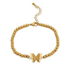 Beautifully crafted 18K gold-plated butterfly bracelet with beaded accents, a must-have accessory for any fashion lover.
