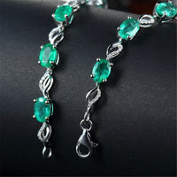 Green Crystal & cubic zirconia Clover Tennis Bracelet - streetregion
