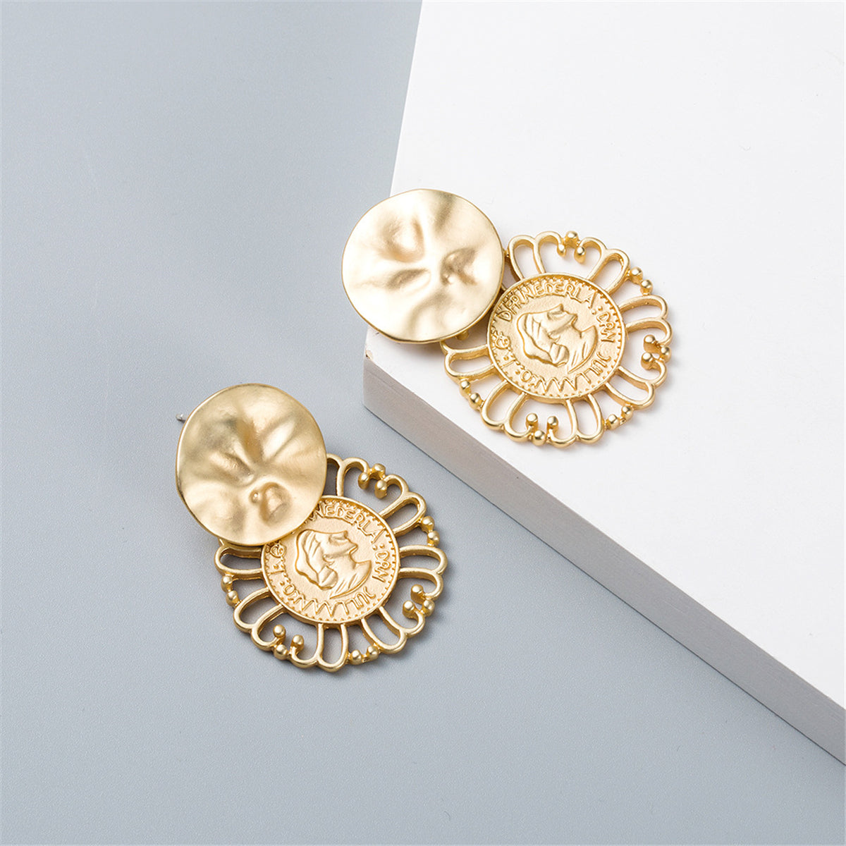 18K Gold-Plated Queen Coin Drop Earrings