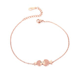 18k Rose Gold-Plated & Cubic Zirconia Double Frosted Fish Anklet