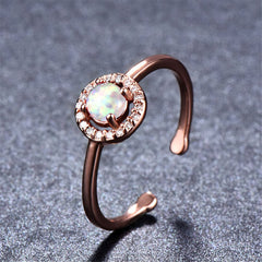 Opal & 18K Rose Gold-Plated Halo Open Ring