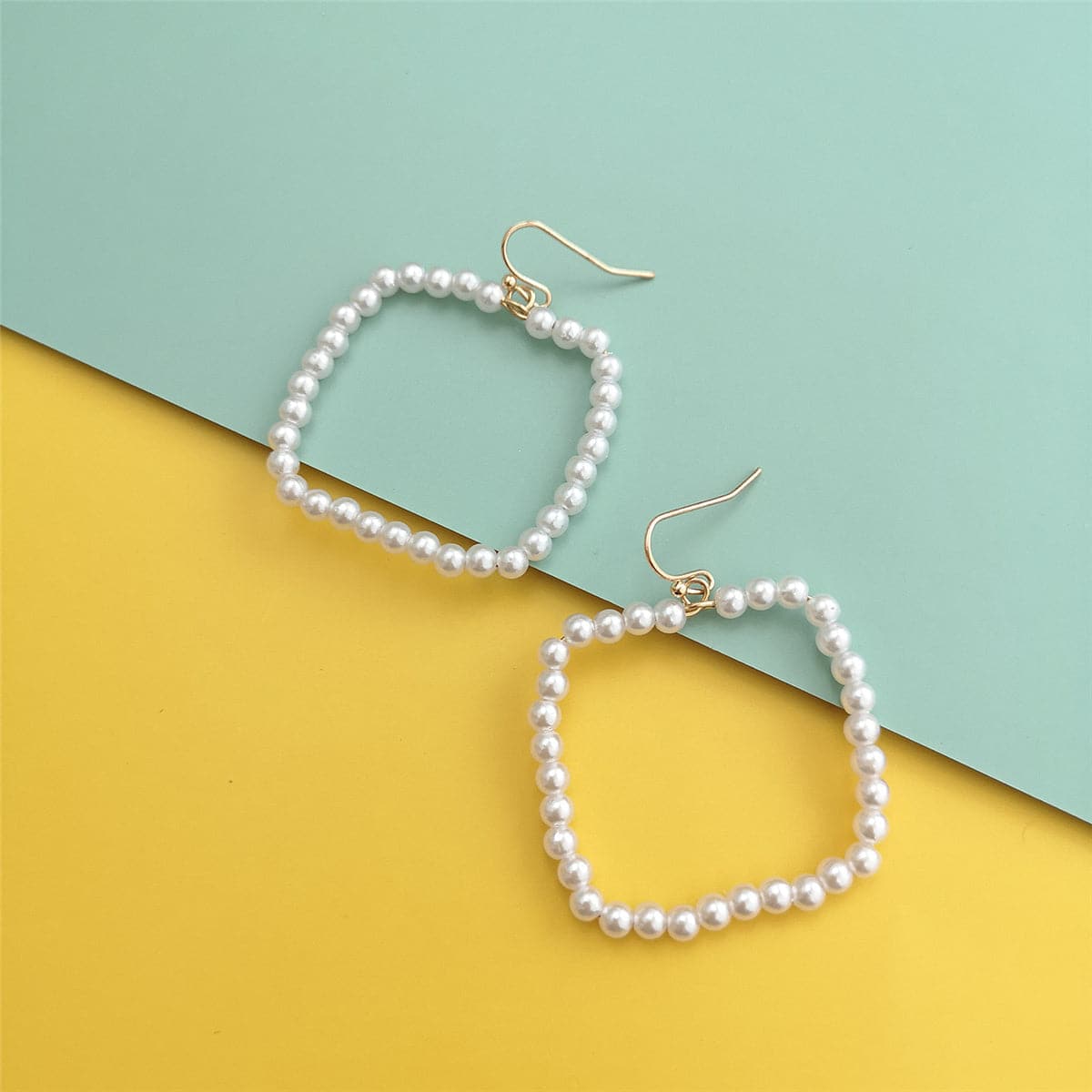 Pearl & 18K Gold-Plated Open Square Drop Earrings