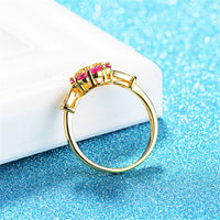 cubic zirconia & Red Crystal Flower Halo Ring - streetregion