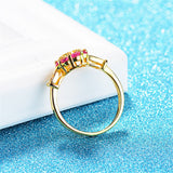 cubic zirconia & Red Crystal Flower Halo Ring - streetregion