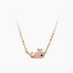 Cubic Zirconia & 18K Rose Gold-Plated Whale Pendant Necklace