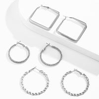 Silver-Plated Twist Hoop Earrings Set
