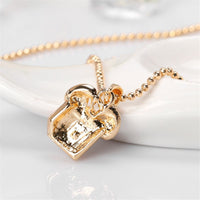 Cubic Zirconia & 18k Gold-Plated Gift Box Pendant Necklace