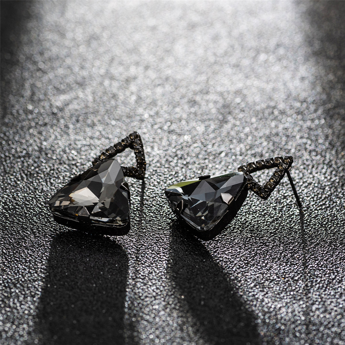Gray & Rhodium-Plated Triangle Drop Earrings