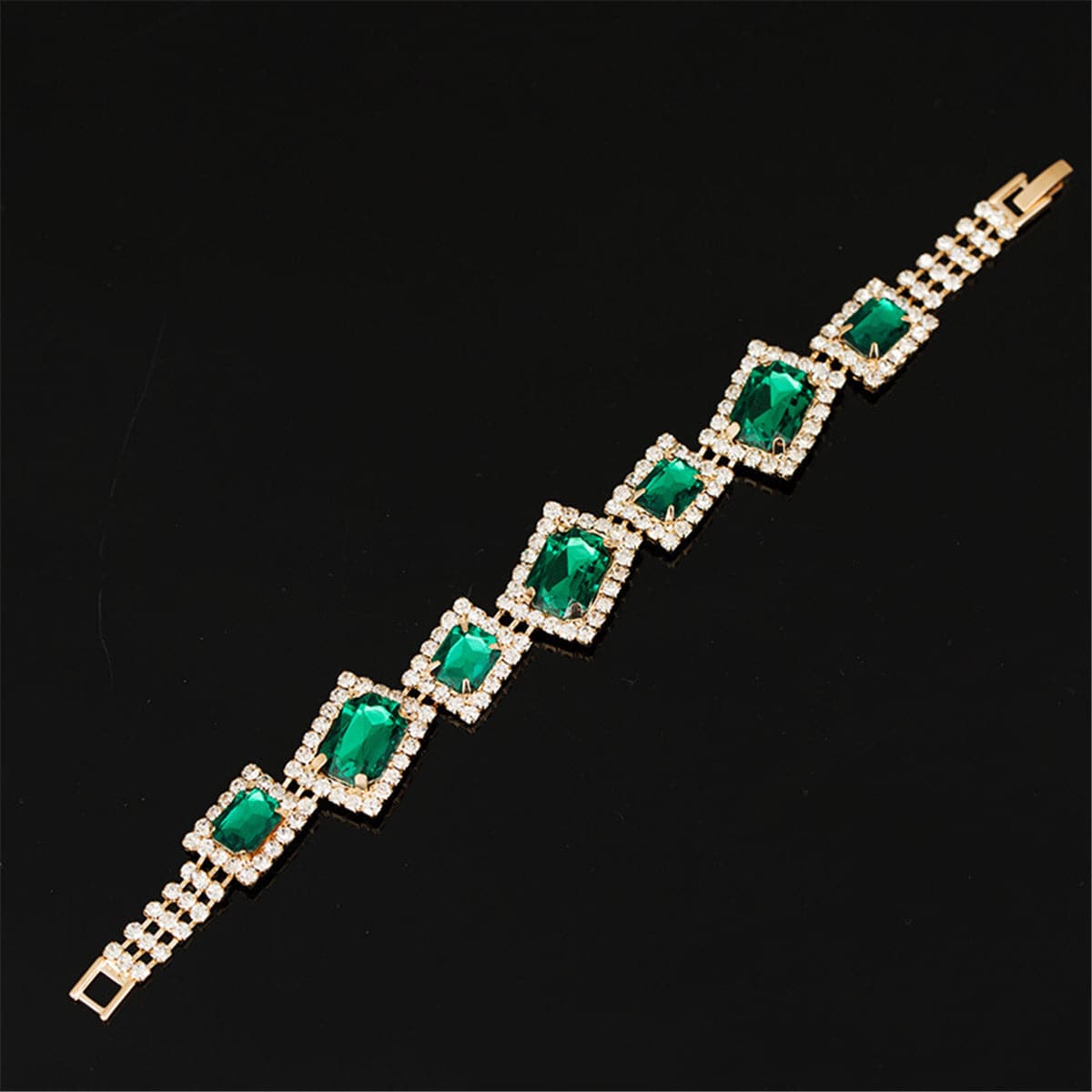 Cubic Zirconia and Crystal 18K Gold-Plated Moon and Stars Cuff Bracelet Set, gold bracelet for women, detail close-up