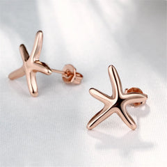 Rose Goldtone Star Stud Earrings - streetregion