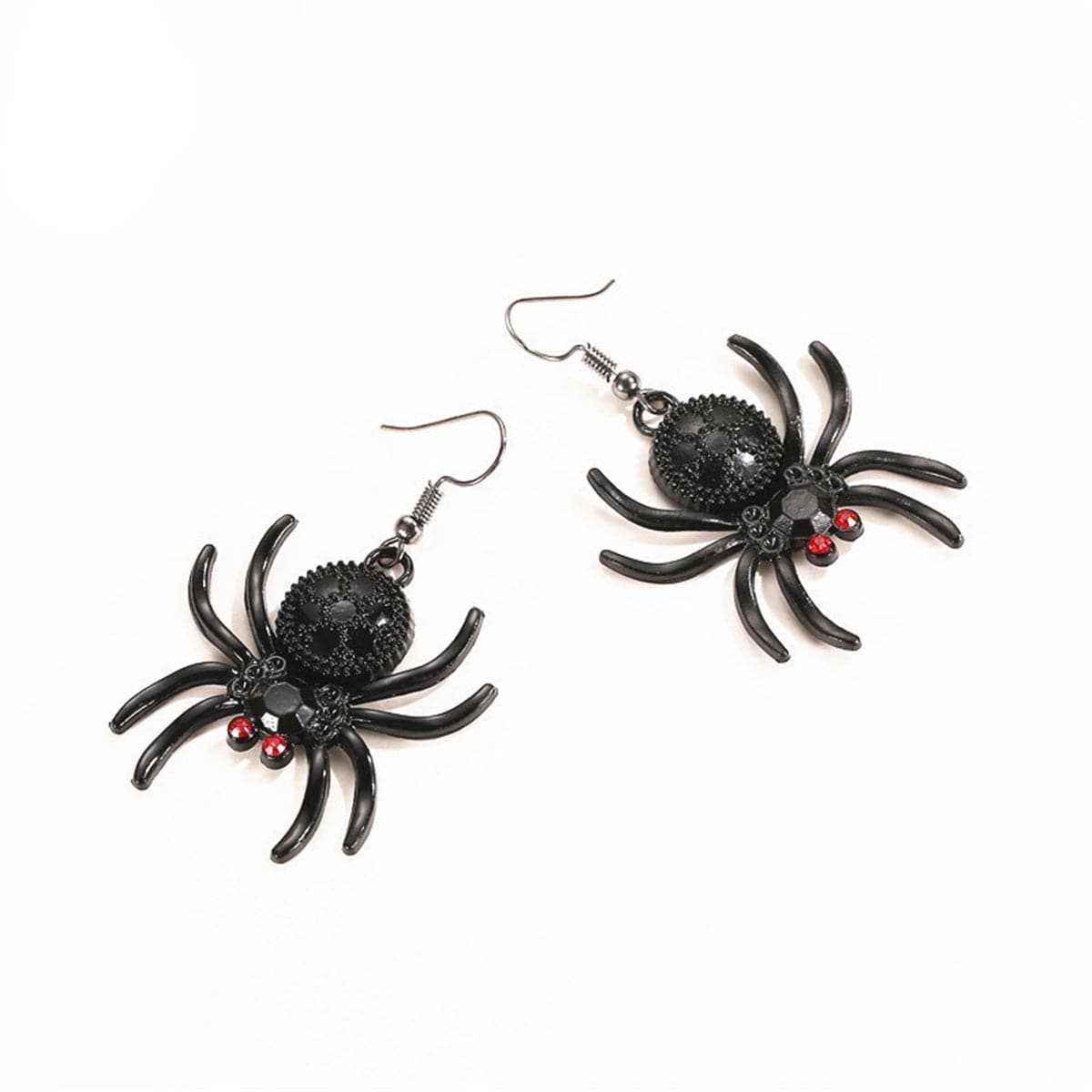 Black Cubic Zirconia Spider Drop Earrings, drop earrings for women, botanical inspired, detail close-up
