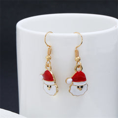 Red Enamel & 18K Gold-Plated Santa Drop Earrings