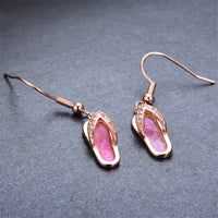 Rose Opal & Cubic Zirconia Flip-Flop Drop Earrings