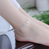 Fine Silver-Plated Cube & Bead Double-Strand Anklet