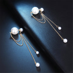 Pearl & 18K Gold-Plated Chain Ear Jackets