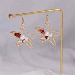 Pearl & Resin 18K Gold-Plated Open Star Drop Earrings