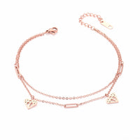 18k Rose Gold-Plated Heart Layer Anklet