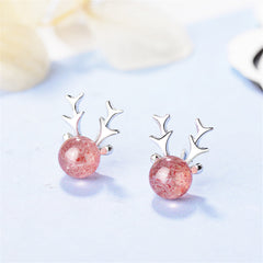Crystal Deer Antlers Stud Earring