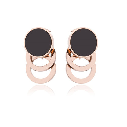 Black & 18K Rose Gold-Plated Link Stud Earrings