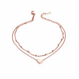 18k Rose Gold-Plated Heart Charm Layer Anklet