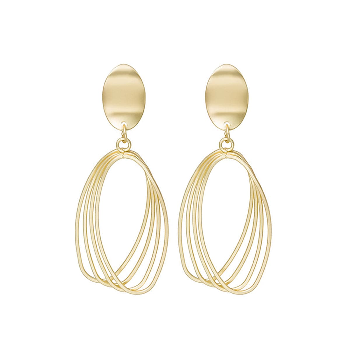 18K Gold-Plated Stacked Open Oval Drop Earrings