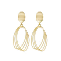Goldtone Stacked Open Oval Drop Earrings