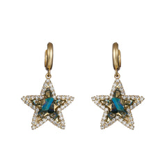 Crystal & Cubic Zirconia 18K Gold-Plated Star Huggie Earrings
