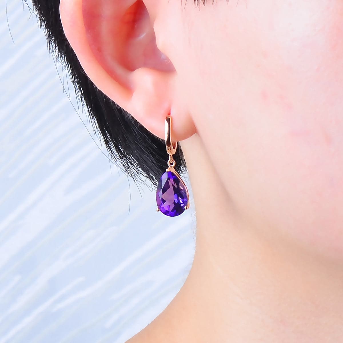 Purple Crystal & 18K Rose Gold-Plated Teardrop Earrings