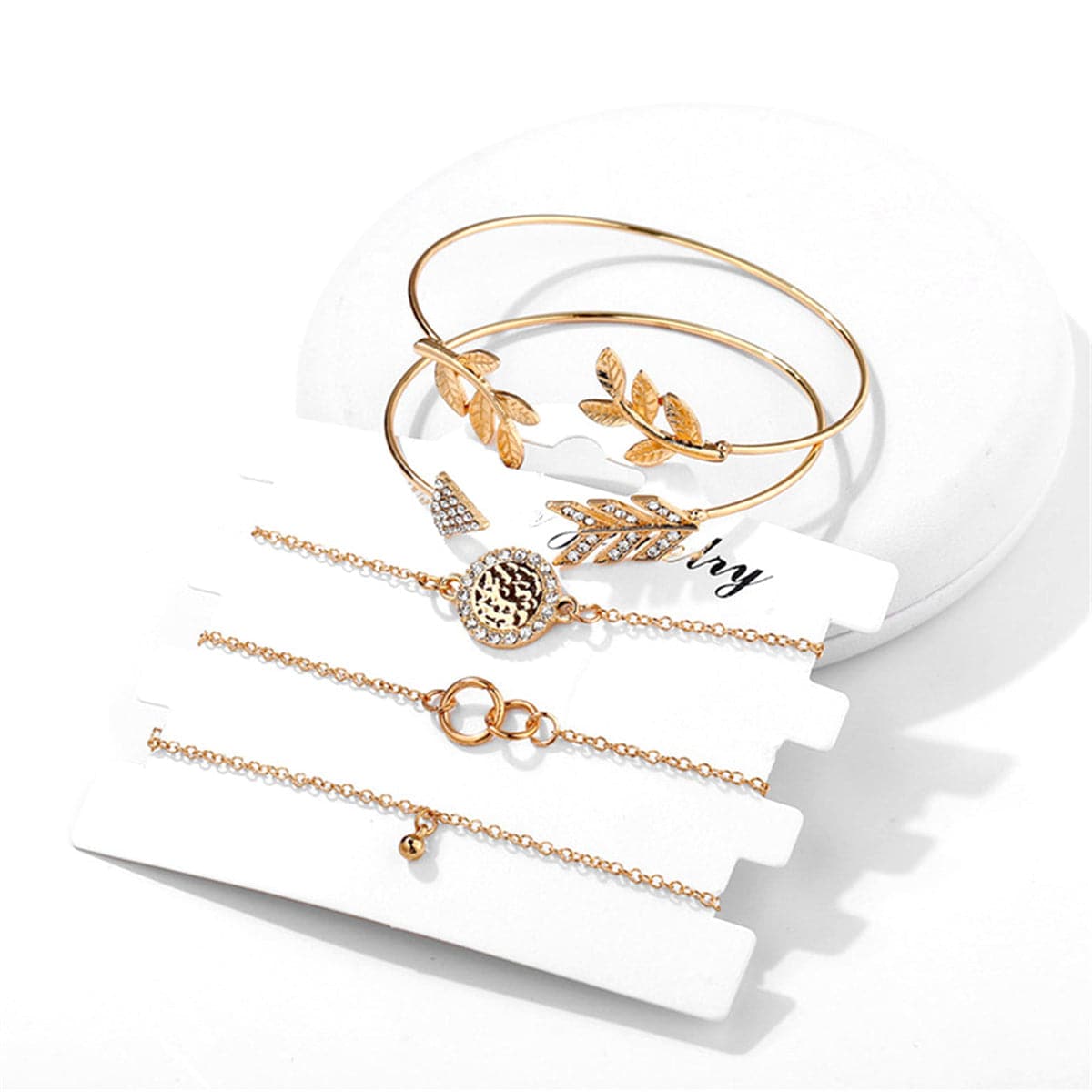 Cubic Zirconia and 18K Gold-Plated Pavé Arrow Cuff Bracelet Set, jewelry gift sets for women, lifestyle look