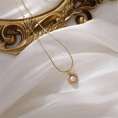 Pearl & 18K Gold-Plated Flower Pendant Necklace