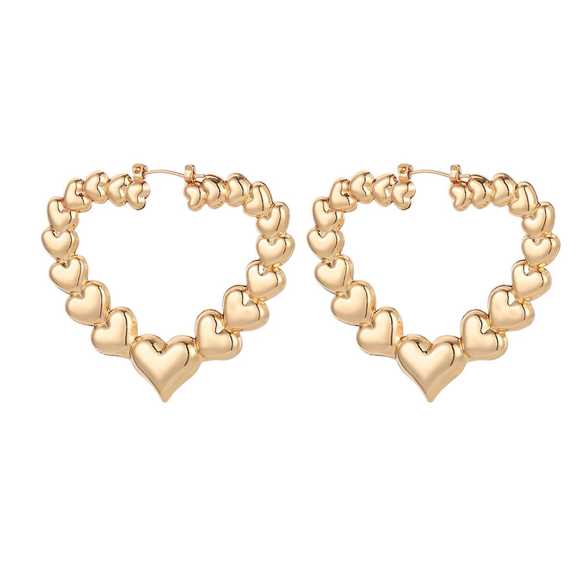 18K Gold-Plated Hearts Hoop Earrings