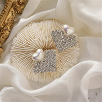 Pearl & 18k Gold-Plated Cubic Zirconia-Accent Heart Drop Earrings