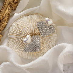 Pearl & 18K Gold-Plated Cubic Zirconia-Accent Heart Drop Earrings