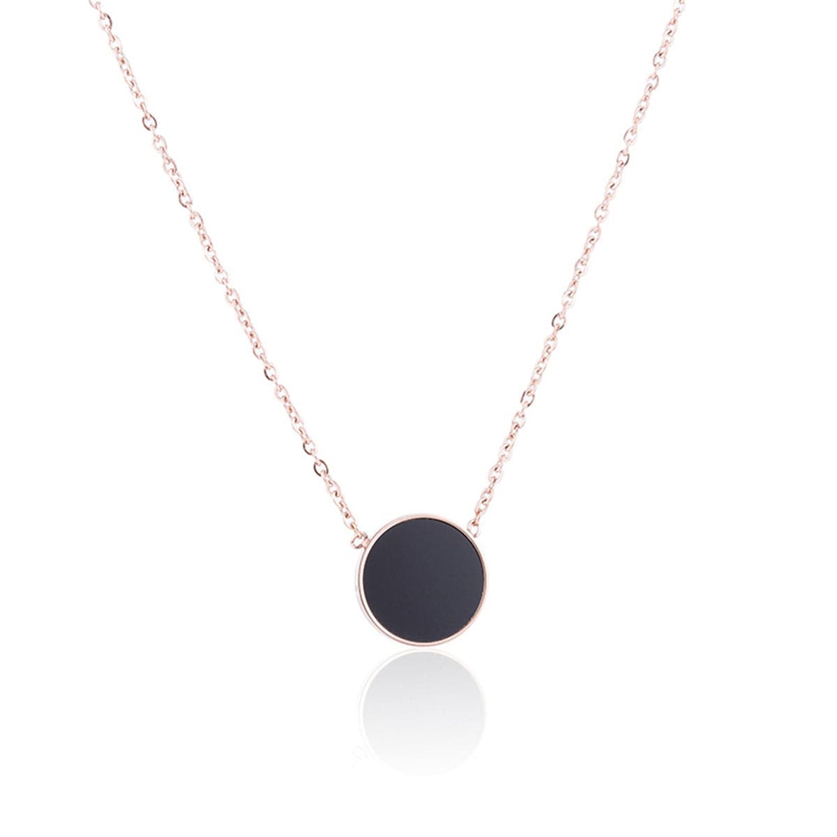 Black & 18K Rose Gold-Plated Round Pendant Necklace