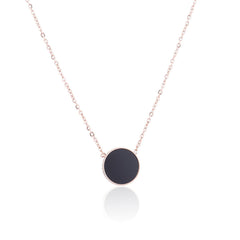 Black & 18K Rose Gold-Plated Round Pendant Necklace