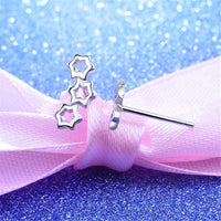 Silvertone Triple Hollow-Star Stud Earrings
