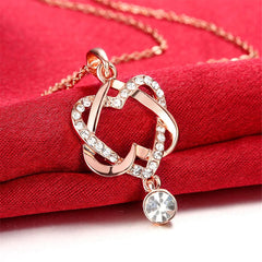 Cubic Zirconia & Rose Goldtone Crisscross-Heart Pendant Necklace - streetregion
