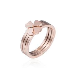 18K Rose Gold-Plated Heart Clover Ring