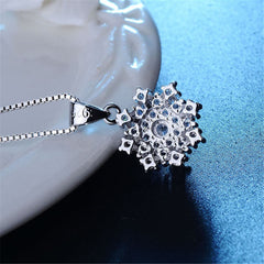 cubic zirconia & Silver-Plated Snowflake Pendant Necklace - streetregion