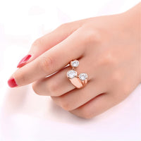 Cubic Zirconia & Rose Goldtone Geometric Ring