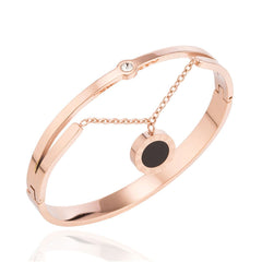 Cubic Zirconia & 18K Rose Gold-Plated Double-Layer Bangle