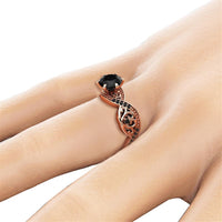 Black Cubic Zirconia & 18k Rose Gold-Plated Ring