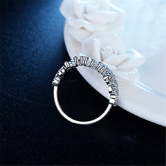 Cubic Zirconia & Silver-Plated Crown Ring