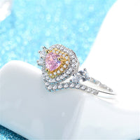 Crystal & Cubic Zirconia Two-Tone Heart Ring