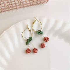 Red Enamel & 18K Gold-Plated Cherry Bow Drop Earrings